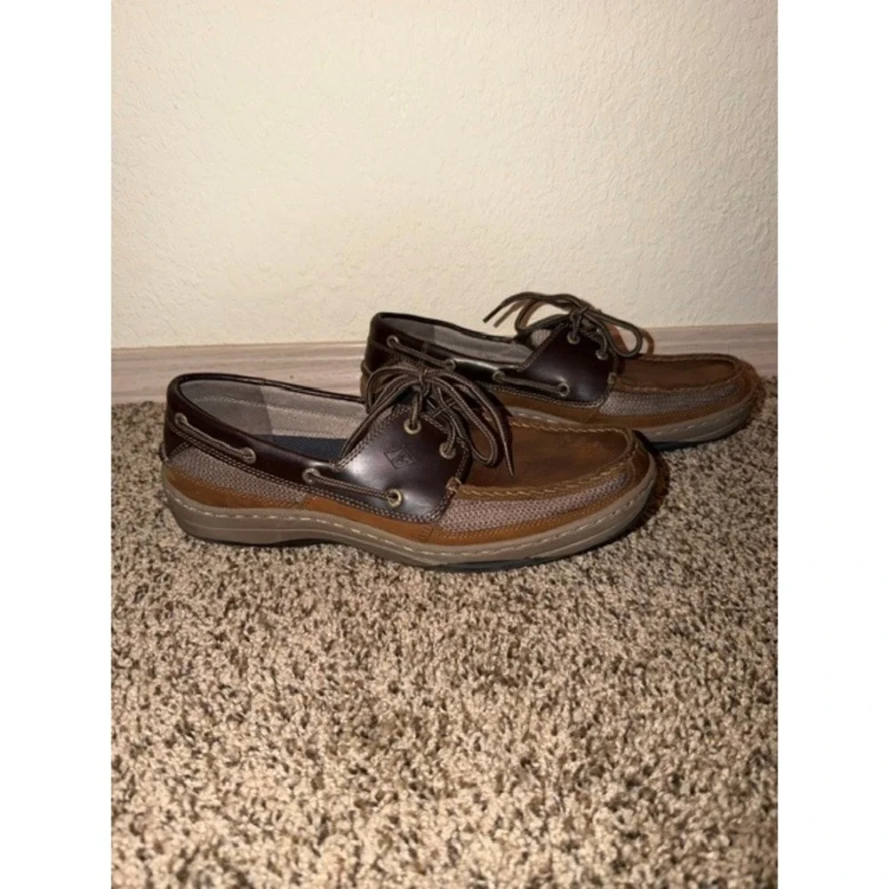 Sperry Top-Sider Mens Billfish Boat Shoes Brown Leather Mesh STS11735 Size 11M